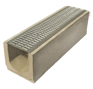 Лоток водоотводный бетонный Standart с решеткой штампованной оцинкованной (1000x290x280)
