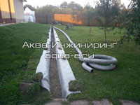 Дренажные трубы в фильтре геоткань