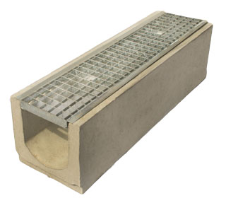 Лоток водоотводный бетонный Standart с решеткой ячеистой сталь оцинкованной (1000x290x280)