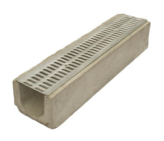 Лоток водоотводный бетонный Standart с решеткой штампованной оцинкованной (1000x230x190)